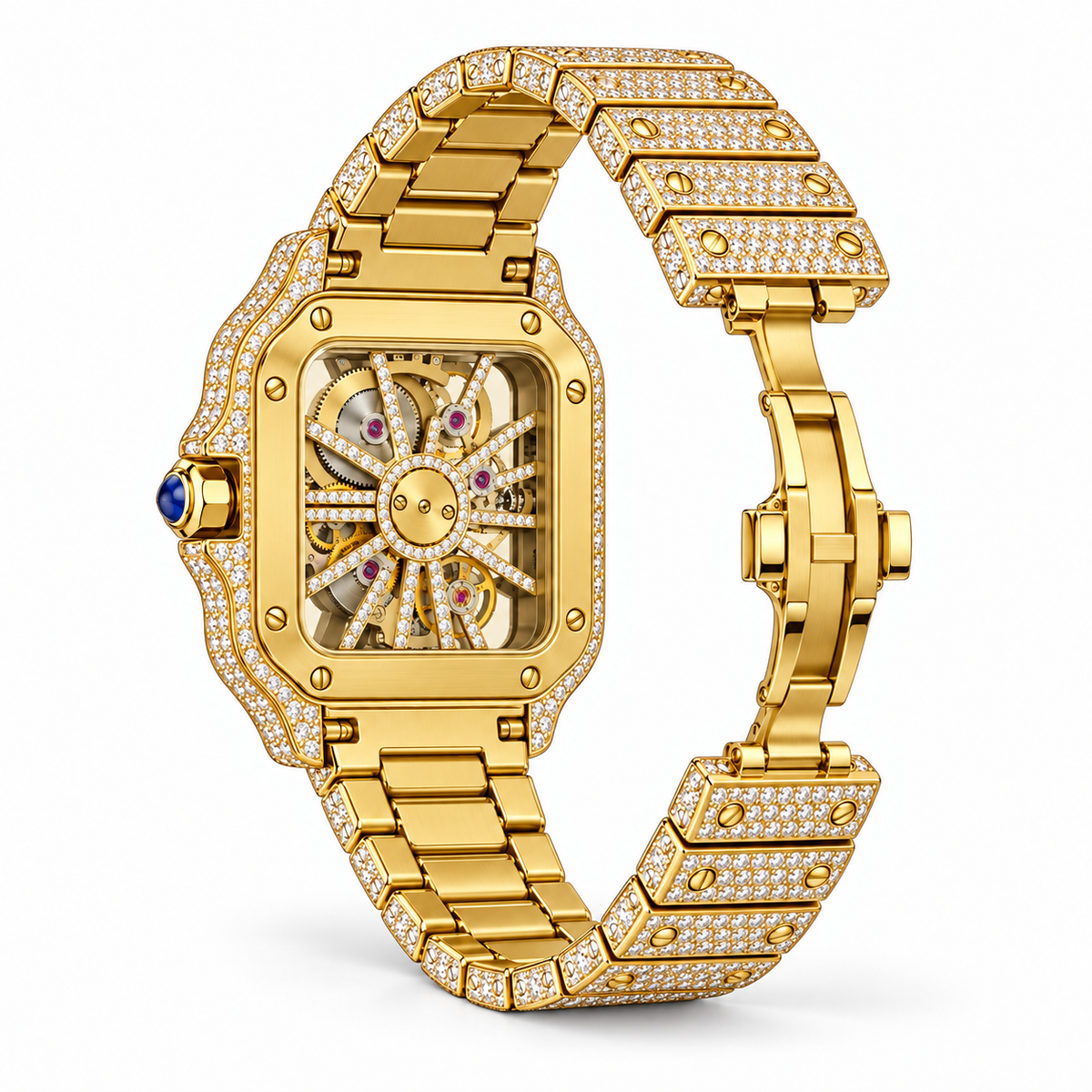 XAVEN Imperial – 18K vergoldete Iced-Out-Uhr mit Moissanit-Pavé, Ansicht 3